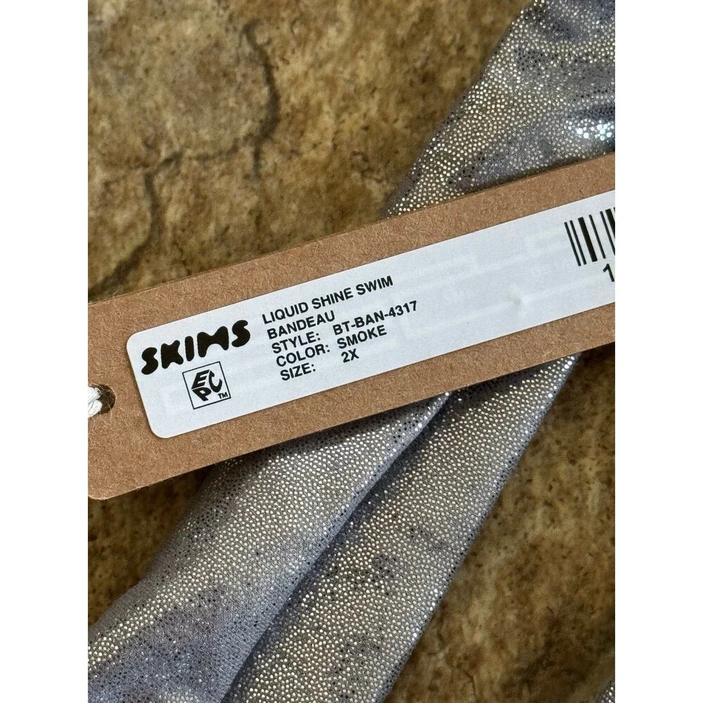 Skims Liquid Shine Swim Bandeau Smoke Size 2X